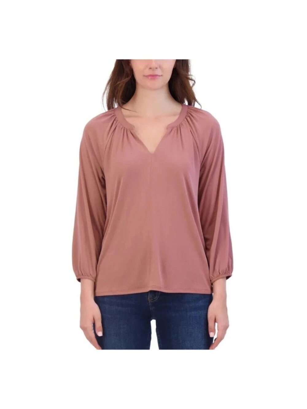 Lucky Brand Women's XXL Mauve 3/4 Sleeve Blouse Modal Blend Relaxed B0652